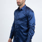 Men's Satin Navy Dress Shirt