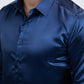 Men's Satin Navy Dress Shirt