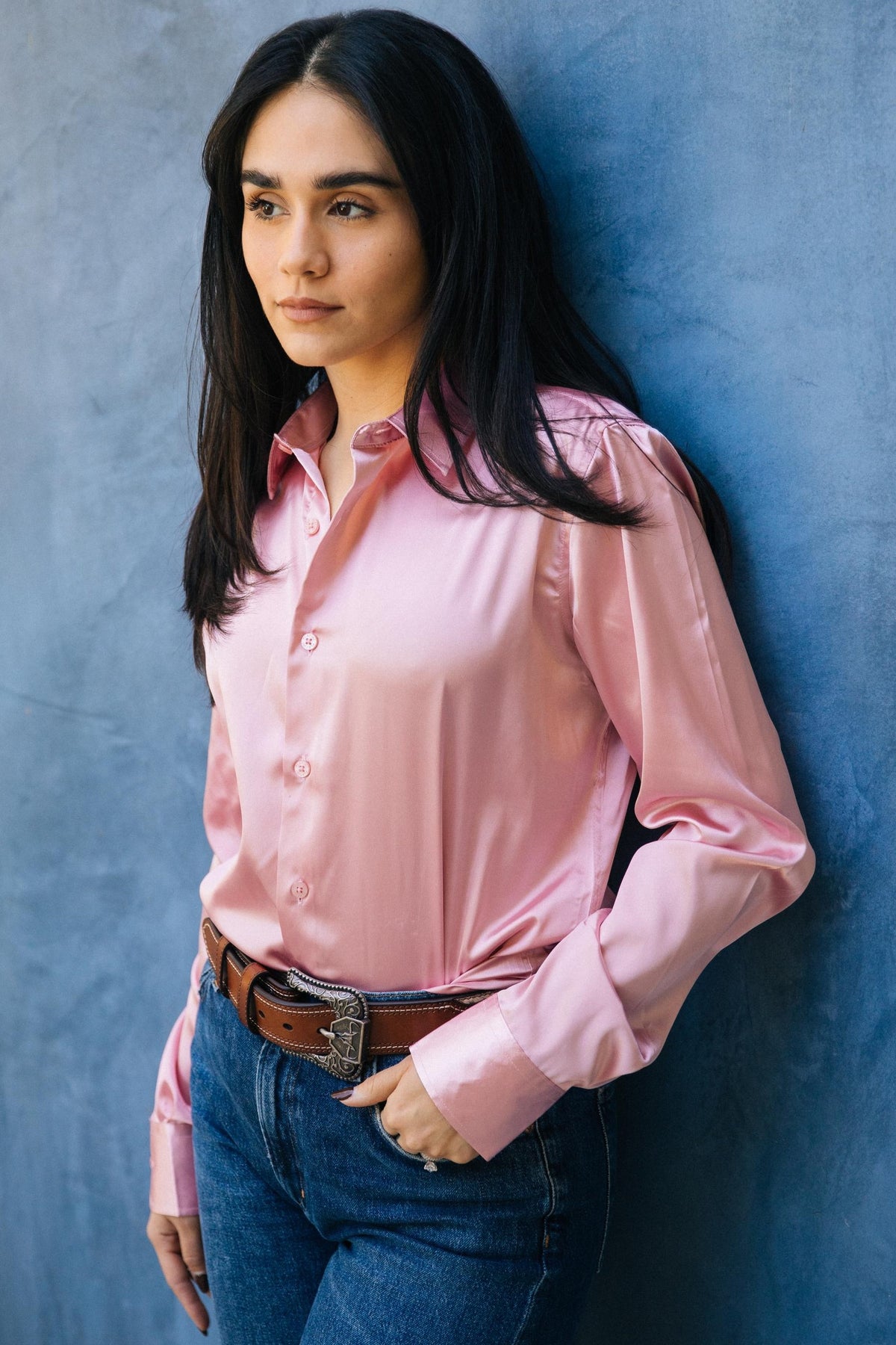 pink sinclair satin shirt men platini front