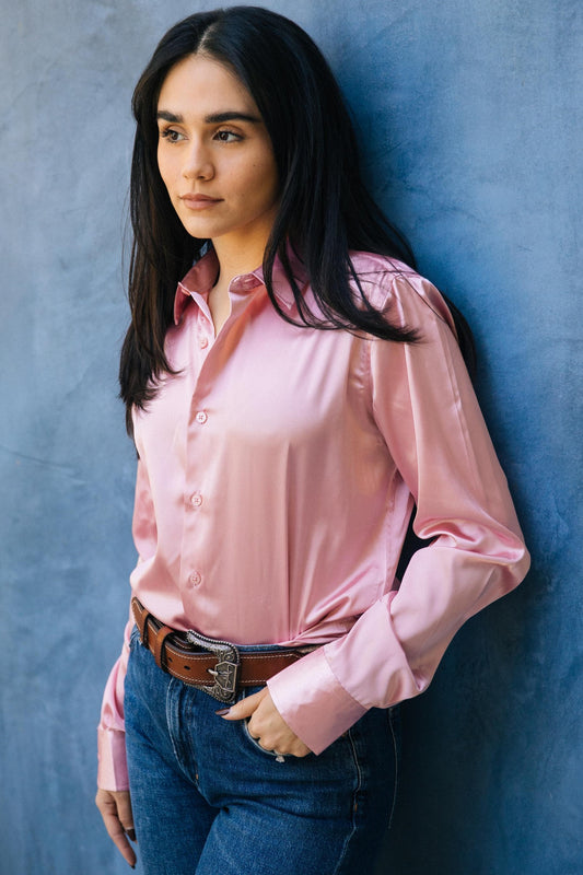 pink sinclair satin shirt men platini front