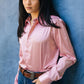 pink satin long sleeve dress shirt platini