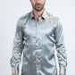 Men's Satin Silver Dress Shirt