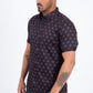 Black Short Sleeve Modern Fit Stretch Geometric Diamond Print Shirt Men
