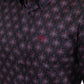 Black Short Sleeve Modern Fit Stretch Geometric Diamond Print Shirt Men