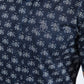 Navy Short Sleeve Modern Fit Stretch Geometric Diamond Print Shirt Men