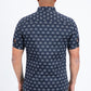 Navy Short Sleeve Modern Fit Stretch Geometric Diamond Print Shirt Men