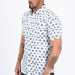 White Short Sleeve Modern Fit Stretch Geometric Diamond Print Shirt Men