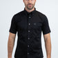 Men’s Single Pocket Logo Modern Fit Stretch Black Short Sleeve Shirt