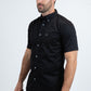 Men’s Single Pocket Logo Modern Fit Stretch Black Short Sleeve Shirt