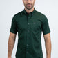 Men’s Single Pocket Logo Modern Fit Stretch Green Short Sleeve Shirt