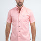 Men’s Single Pocket Logo Modern Fit Stretch Pink Short Sleeve Shirt