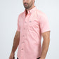 Men’s Single Pocket Logo Modern Fit Stretch Pink Short Sleeve Shirt