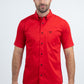 Men’s Single Pocket Logo Modern Fit Stretch Red Short Sleeve Shirt
