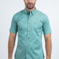 Men’s Single Pocket Logo Modern Fit Stretch Turquoise Short Sleeve Shirt