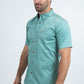 Men’s Single Pocket Logo Modern Fit Stretch Turquoise Short Sleeve Shirt