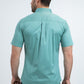 Men’s Single Pocket Logo Modern Fit Stretch Turquoise Short Sleeve Shirt