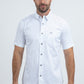 Men’s Single Pocket Logo Modern Fit Stretch White Short Sleeve Shirt