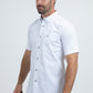 Men’s Single Pocket Logo Modern Fit Stretch White Short Sleeve Shirt