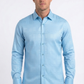 sky blue geometric plaid jacquard dress shirt men platini front