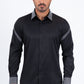 black rhinestone solid satin shirt platini