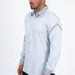 Men’s Solid Satin Shirt with Silver Rhinestone Appliques - Grey