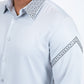Men’s Solid Satin Shirt with Silver Rhinestone Appliques - Grey