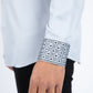 Men’s Solid Satin Shirt with Silver Rhinestone Appliques - Grey