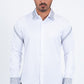 Men’s Solid Satin Shirt with Silver Rhinestone Appliques - White