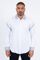 Men’s Solid Satin Shirt with Silver Rhinestone Appliques - White