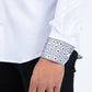 Men’s Solid Satin Shirt with Silver Rhinestone Appliques - White