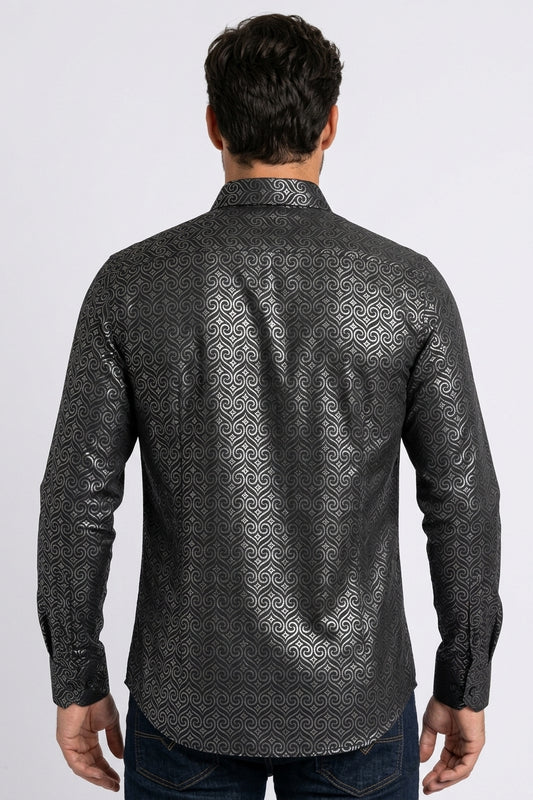 black swirl ogee foil shirt men platini back