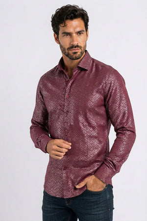 burgundy swirl ogee foil shirt men platini front