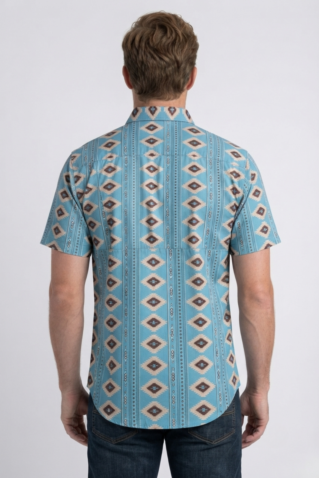 teal diamond tribal print performance shirt men platini side