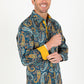Satin Cotton/Spandex Long Sleeve Shirt - Teal