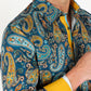 Satin Cotton/Spandex Long Sleeve Shirt - Teal