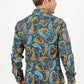 Satin Cotton/Spandex Long Sleeve Shirt - Teal