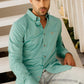 Men’s Single Pocket Logo Modern Fit Stretch Dress Shirt - Turquoise