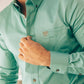 Men’s Single Pocket Logo Modern Fit Stretch Dress Shirt - Turquoise