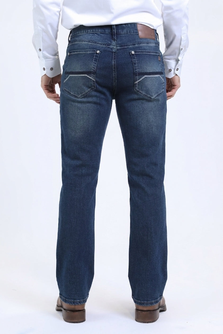 dark denim blue wade boot cut jean men platini BACK