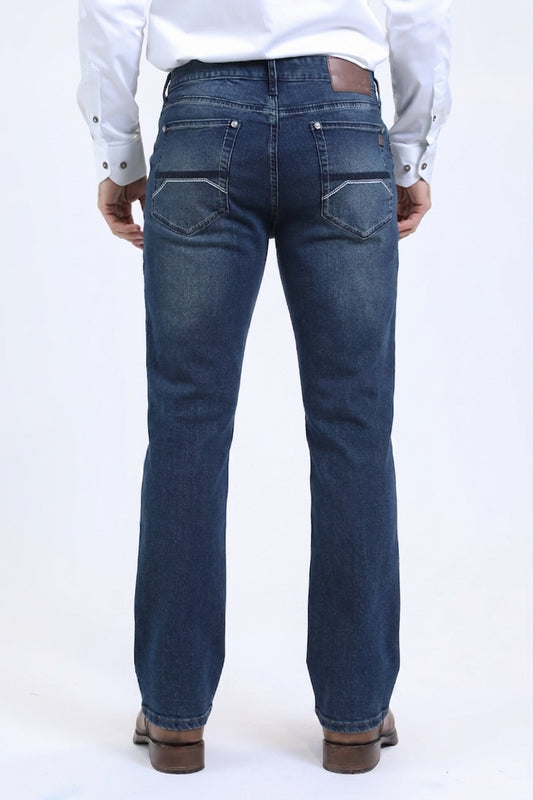 dark denim blue wade boot cut jean men platini BACK