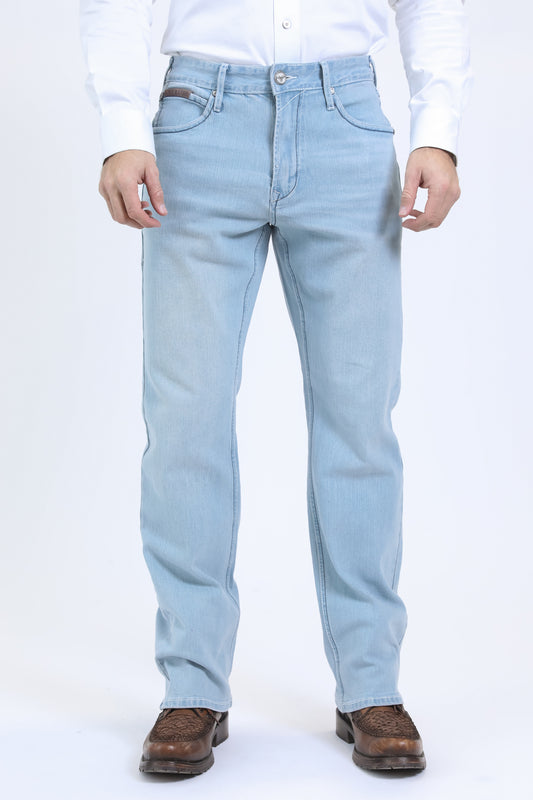 light blue wade boot cut jean men platini front