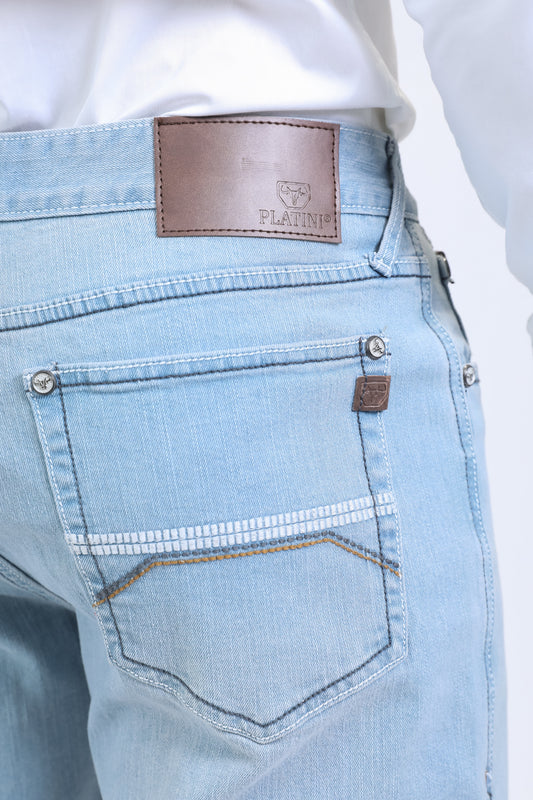 light blue wade boot cut jean men platini detail
