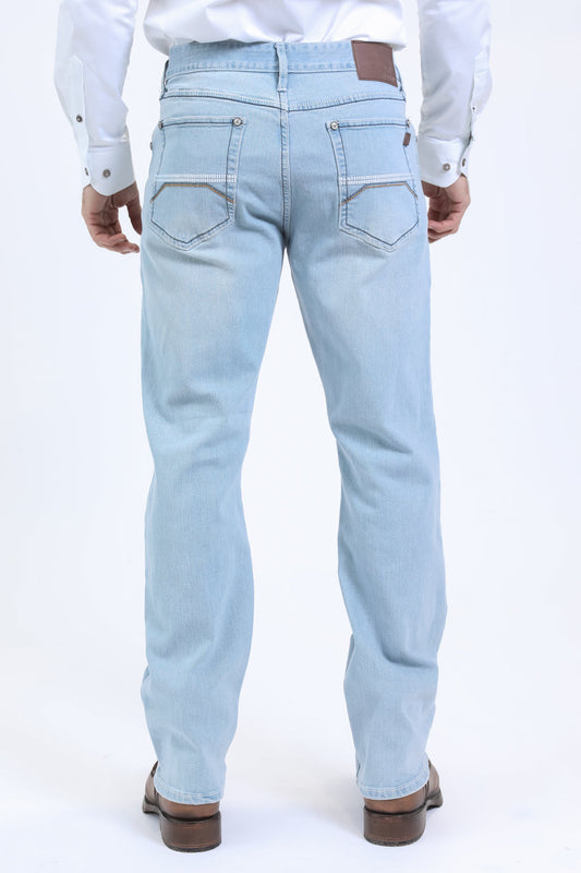 light blue wade boot cut jean men platini back