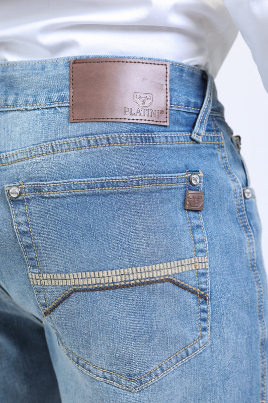 tint blue wade boot cut jean men platini detail