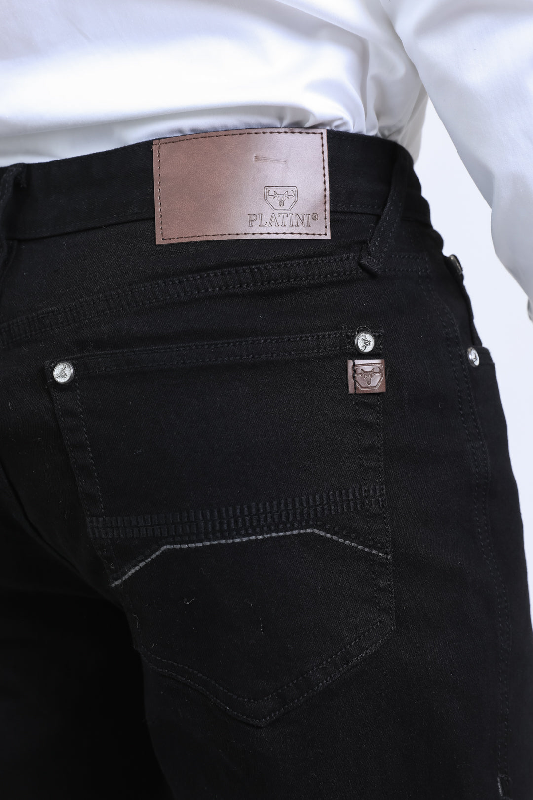 black wade boot cut jean men platini detail