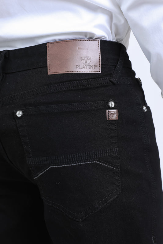 black wade boot cut jean men platini detail