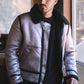 Men's Washed Suede Grey Jacket w/ Faux Shearling-lined