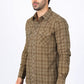 Mens Western Checkered Light Brown Long Sleeve Shirts