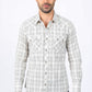 Mens Western Checkered White Long Sleeve Shirts