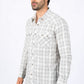 Mens Western Checkered White Long Sleeve Shirts